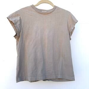 Agolde Bryce Cap Sleeve Tee Jute Granite T-Shirt Small Taupe Basic